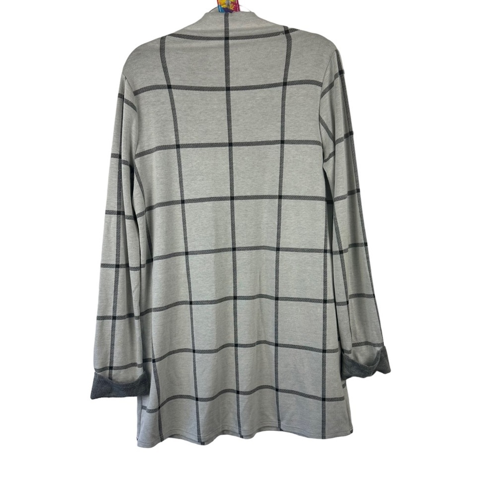 ANTHROPOLOGIE POSTMARK Windowpane Sweater Tunic Mini Dress Plaid‎ Medium M Gray - Picture 5 of 8